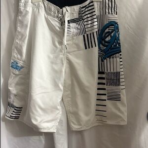 O'Neill White and Black Graphic Men's Board Shorts